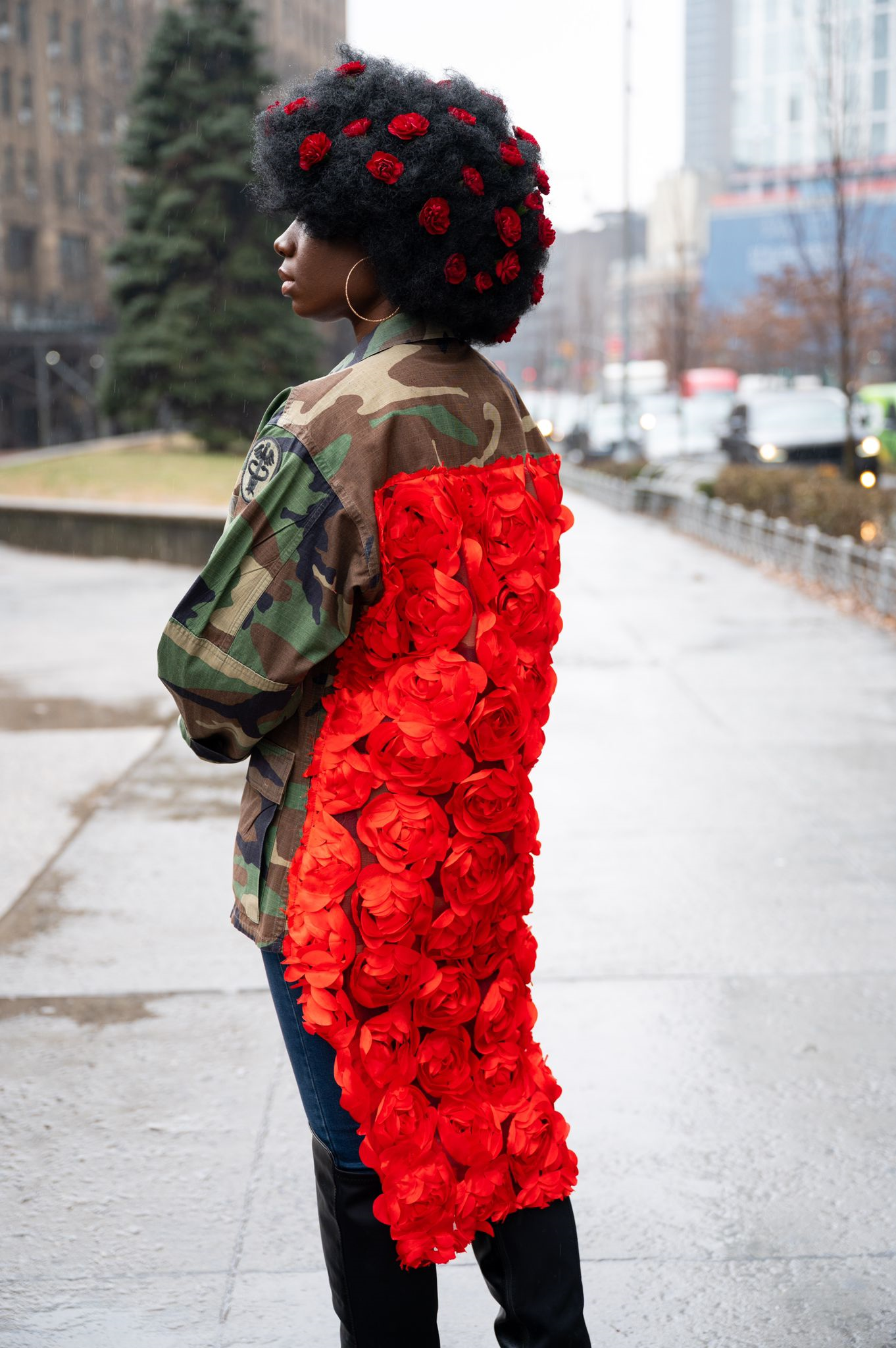 upcycled Camo Rose Jacket