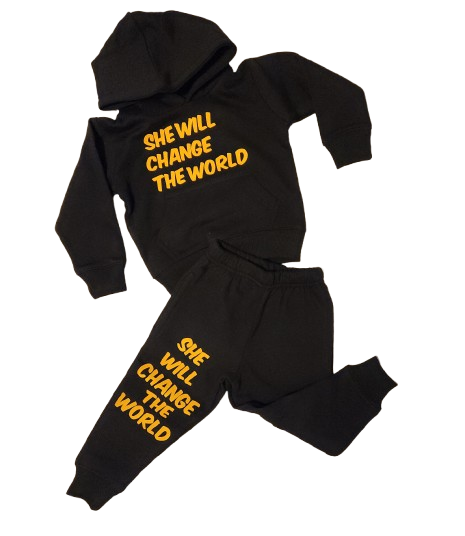 "She WIll Change The World" kid sweatsuit  set