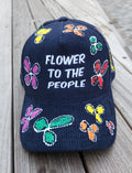 Hand Painted X Embroidered " Flower To The People" Corduroy hat