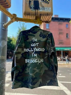 I'M NOT HOLLYWOOD I'M BROOKLYN UPCYCLED CAMO JACKET