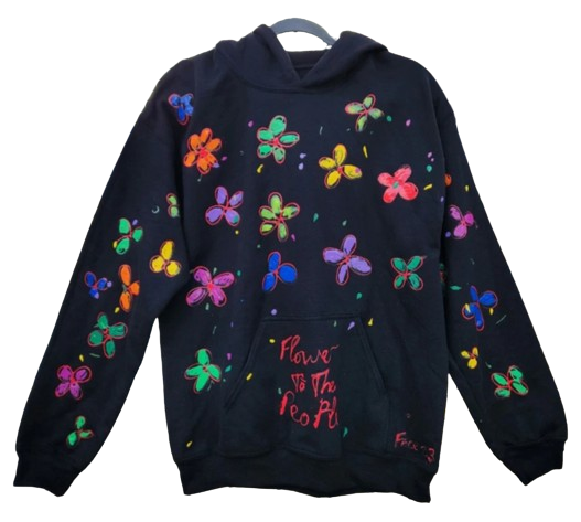 HAND PAINTED "FLOWER TO THE PEOPLE" HOODIE